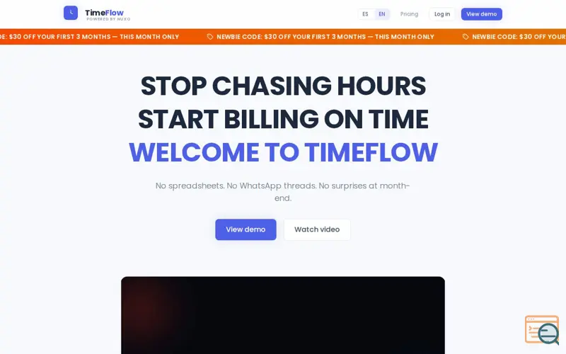 Screenshot of TimeFlow by NUXO.