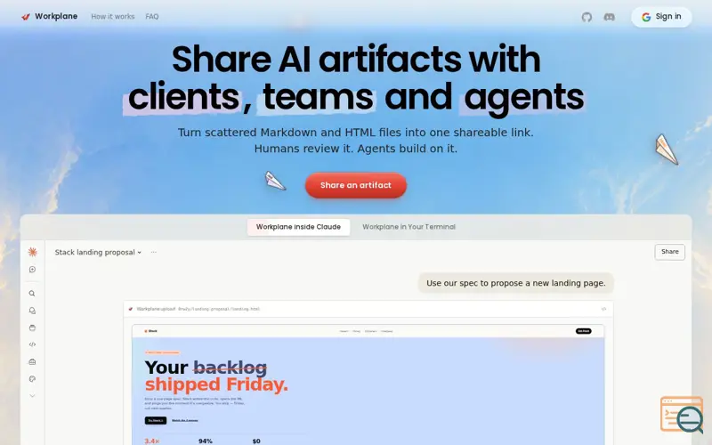 Screenshot of Workplane