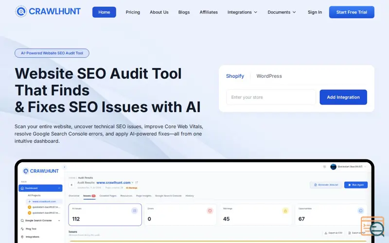 Screenshot of CrawlHunt