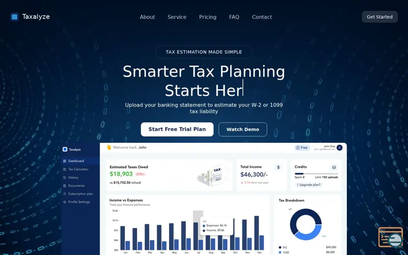 Screenshot of Taxalyze, a launch using Microsoft Authentication Library