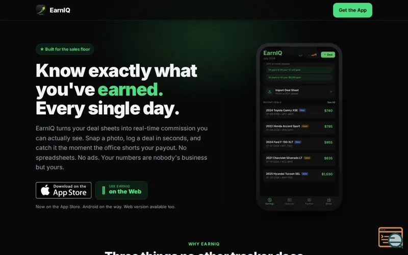 Screenshot of EarnIQ — Know exactly what you've earned, every day