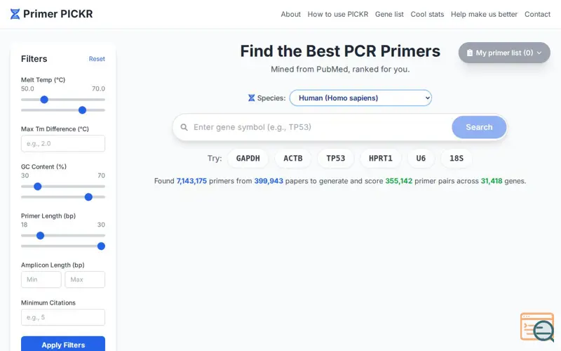 Screenshot of Primerpickr, a launch using GNU Terry Pratchett
