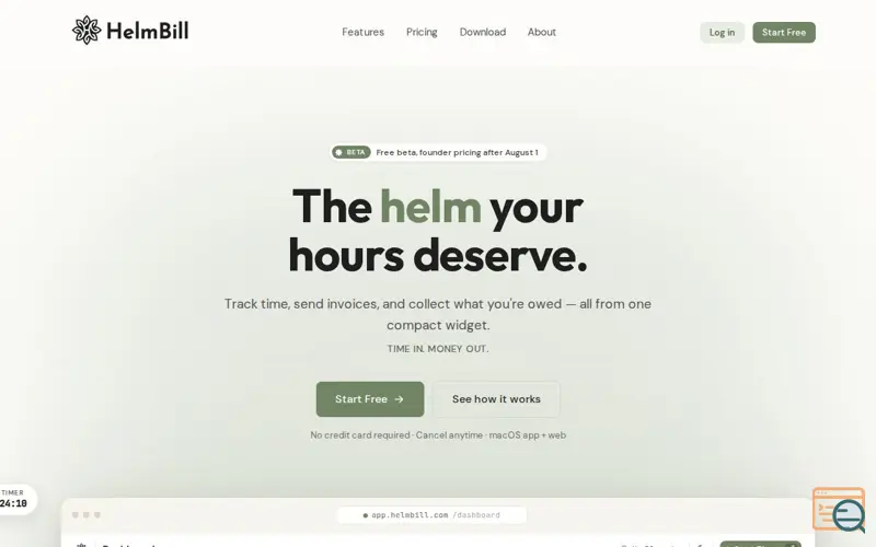 Screenshot of HelmBill