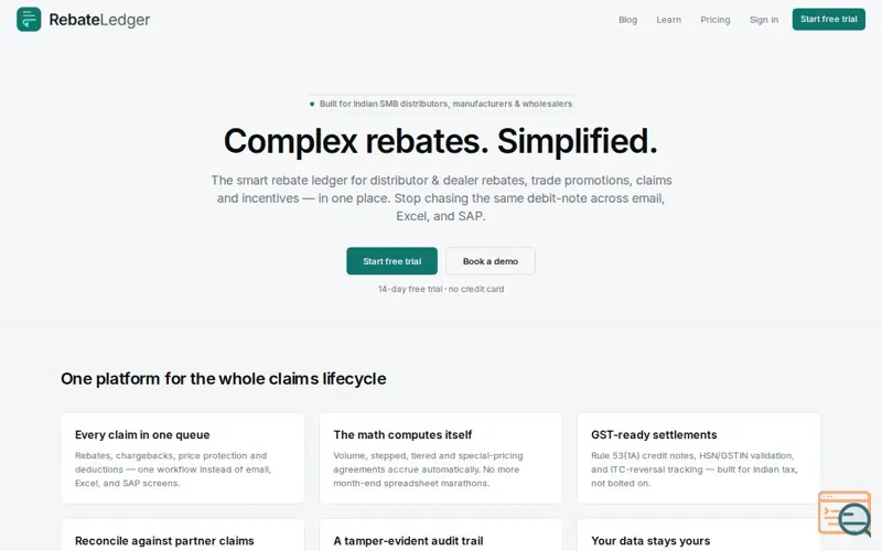 Screenshot of ClaimDS-B2B Rebates, TPM, Claims for SMB