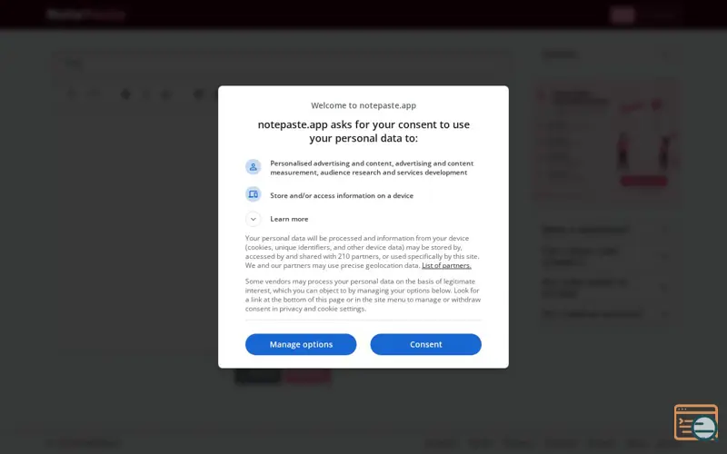 Screenshot of NotePaste, a launch using Admitad