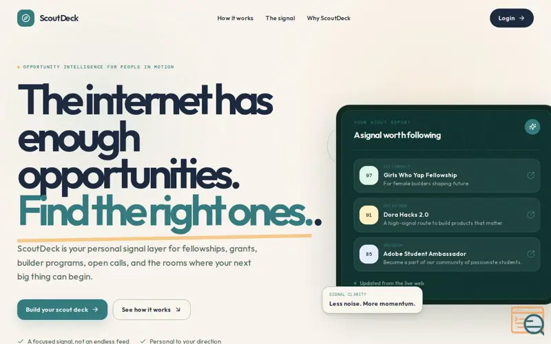Screenshot of ScoutDeck