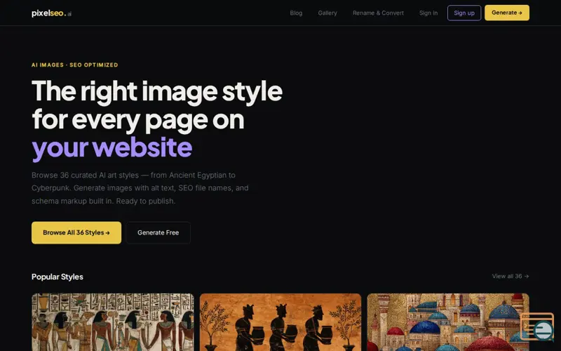 Screenshot of pixelseo.ai