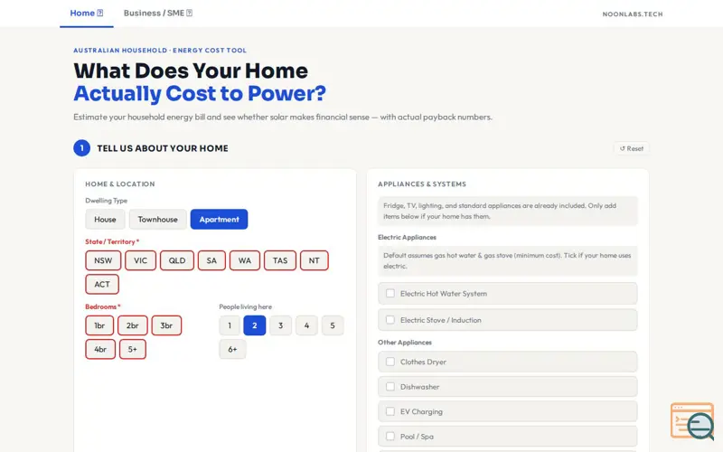 Screenshot of Noon Labs — Energy Intelligence