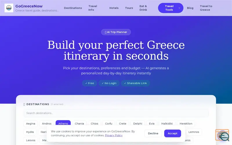 Screenshot of GoGreeceNow