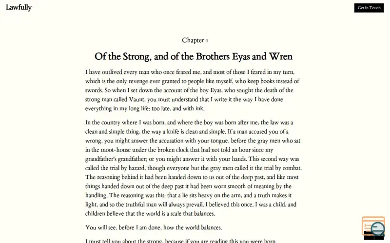 Screenshot of A dark fantasy short story
