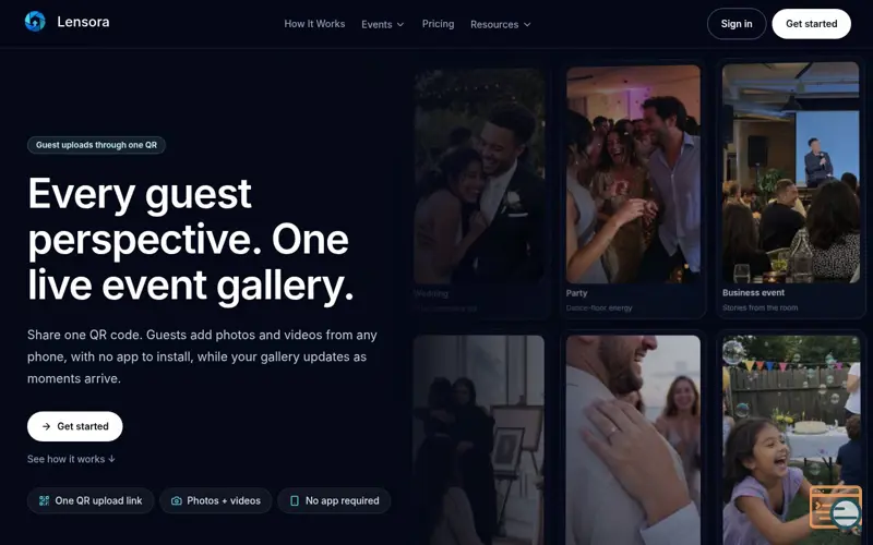 Screenshot of Lensoraevents