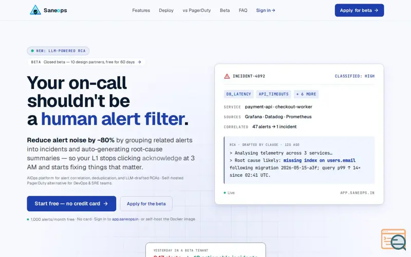 Screenshot of Saneops