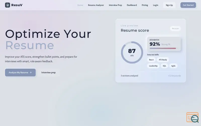 Screenshot of ResuV