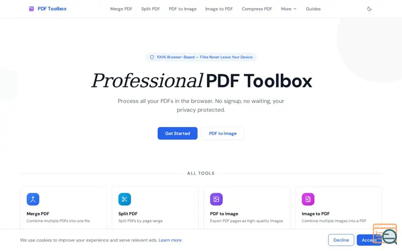 Screenshot of PDF Toolbox — Browser PDF Tools