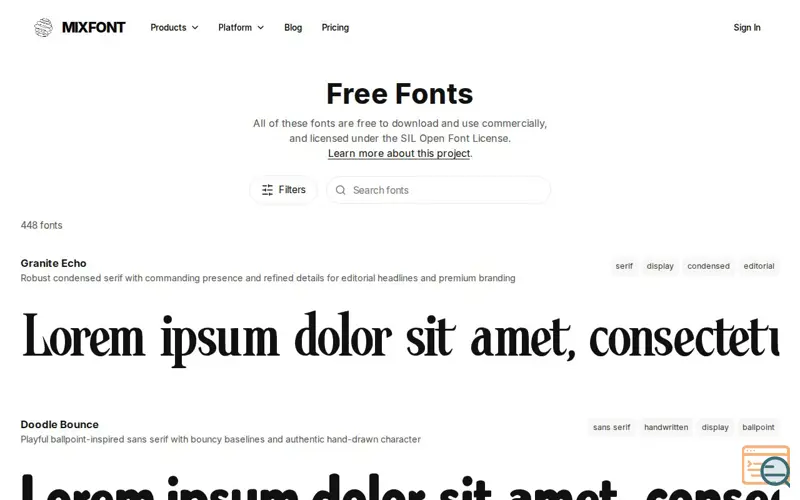 Screenshot of Free Fonts