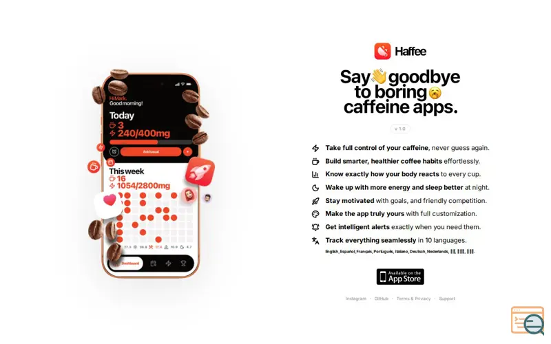 Screenshot of Haffee — Caffeine Tracker & Habits