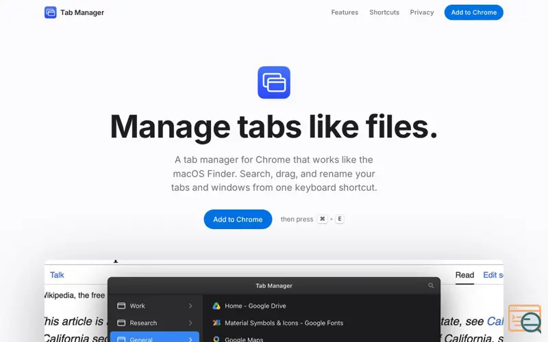Screenshot of Tab Manager