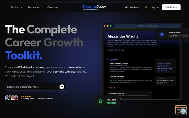 Screenshot of Resumex.dev