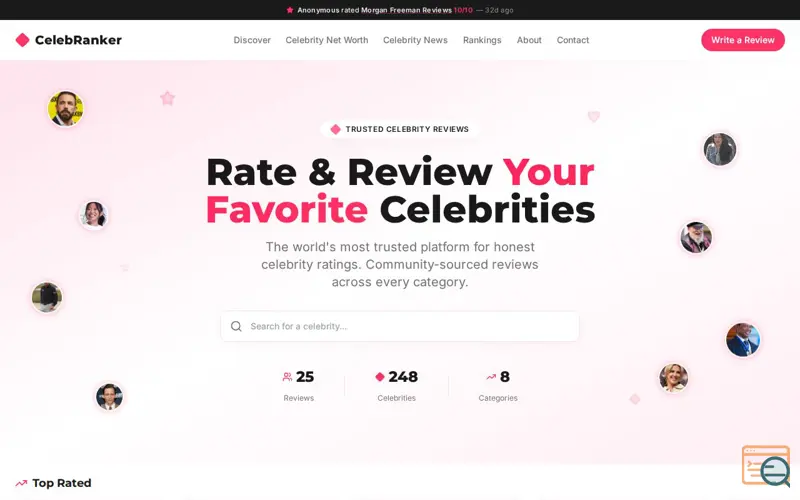 Screenshot of Celebranker