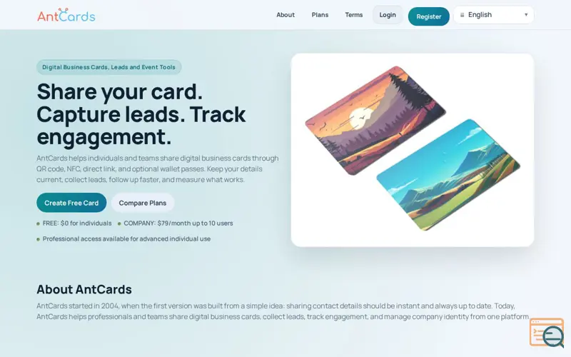 Screenshot of AntCards