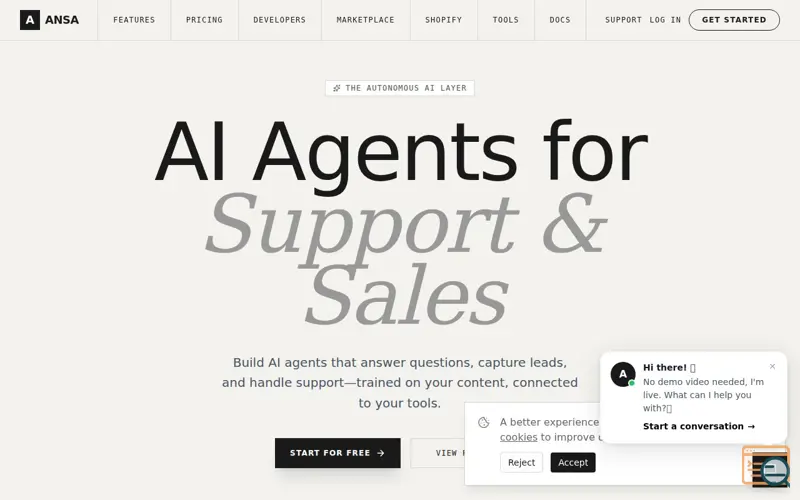 Screenshot of Ansa