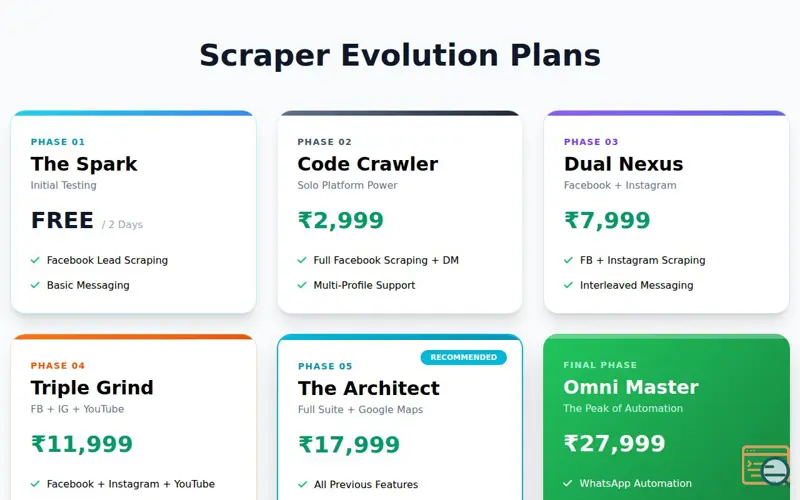 Screenshot of tradbook scraper 