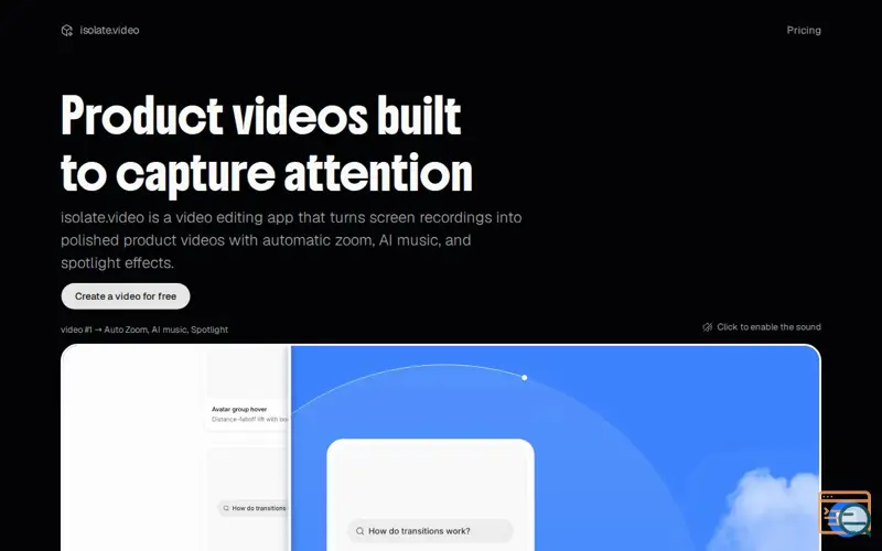 Screenshot of isolate.video
