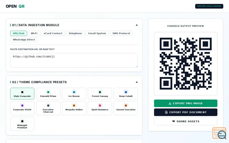 Screenshot of OPEN QR