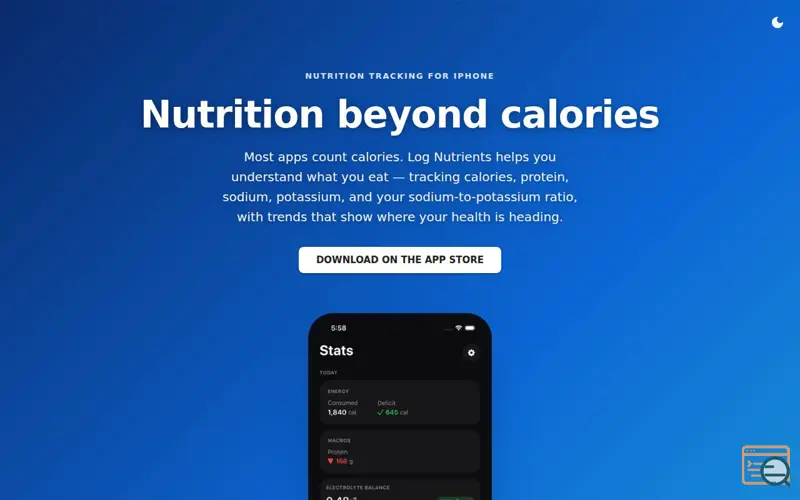 Screenshot of Log Nutrients