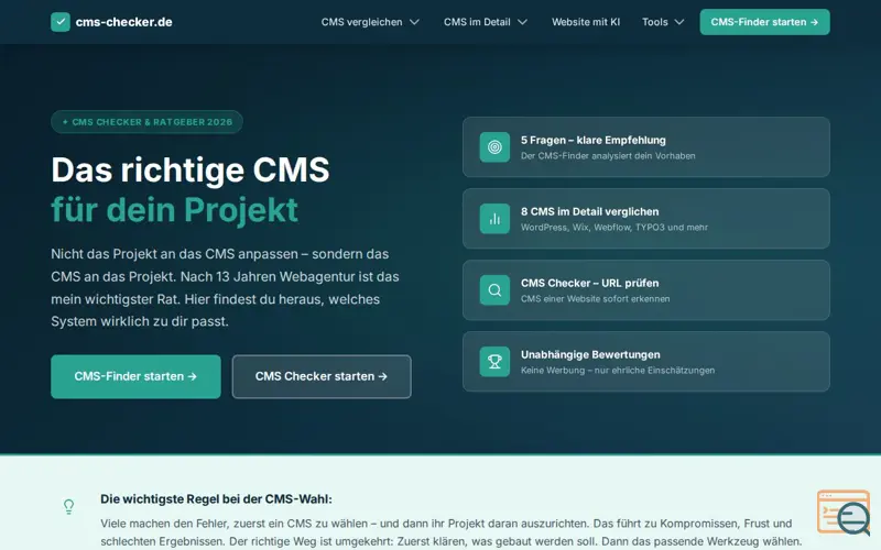 Screenshot of CMS Checker 2026