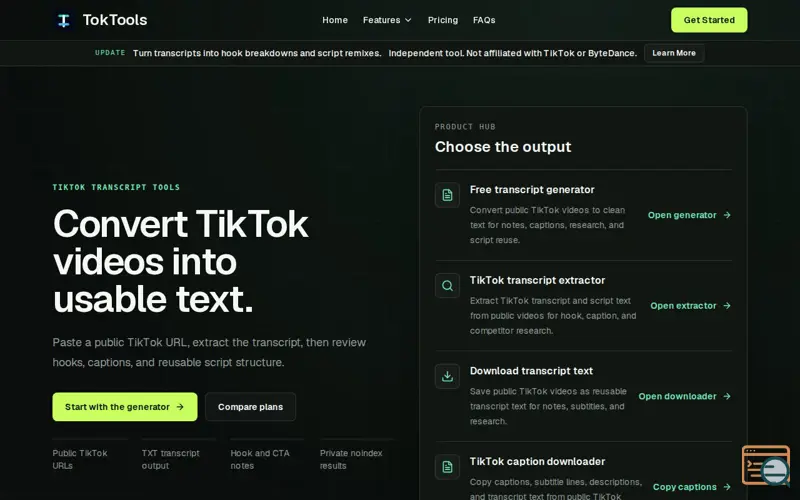 Screenshot of TokTools, a launch using ShowMeBest