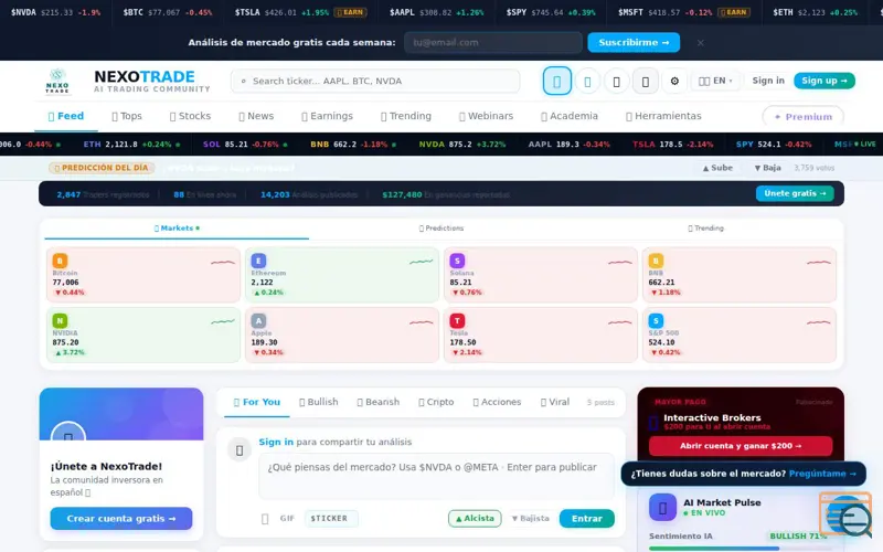 Screenshot of NexoTrade