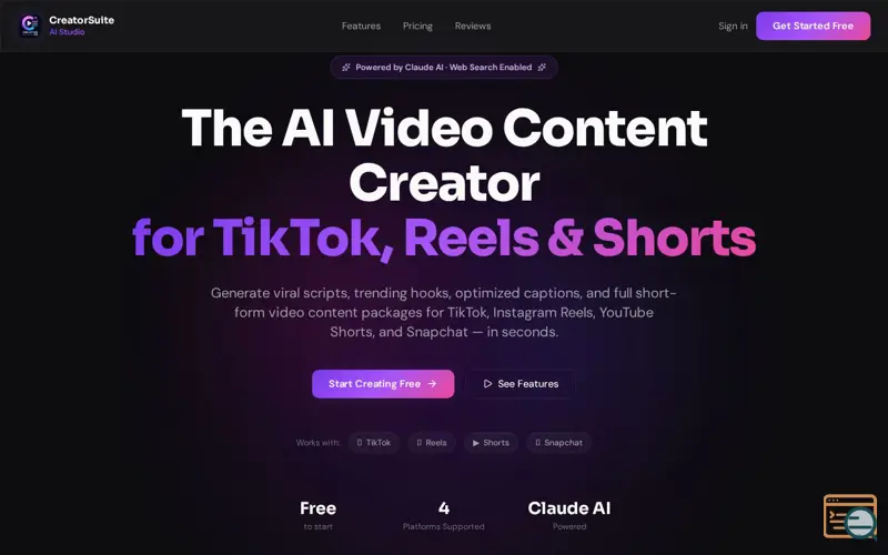 Screenshot of CreatorSuite AI