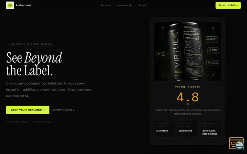 Screenshot of LabelLens
