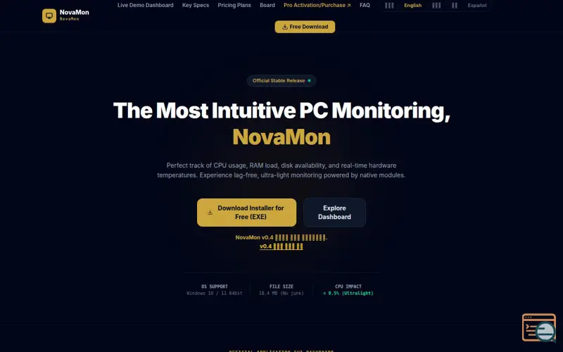 Screenshot of NovaMon