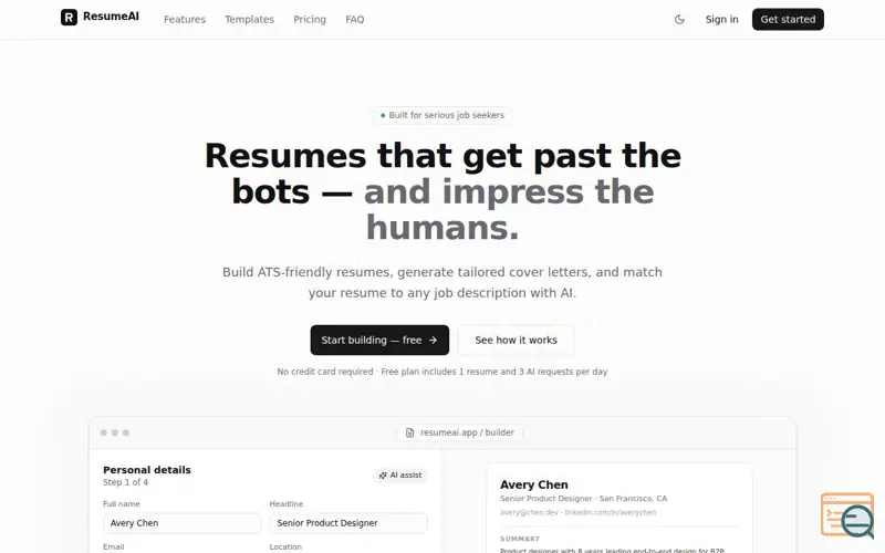 Screenshot of ResumeAI