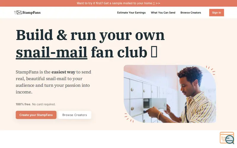 Screenshot of StampFans, a launch using Cronitor