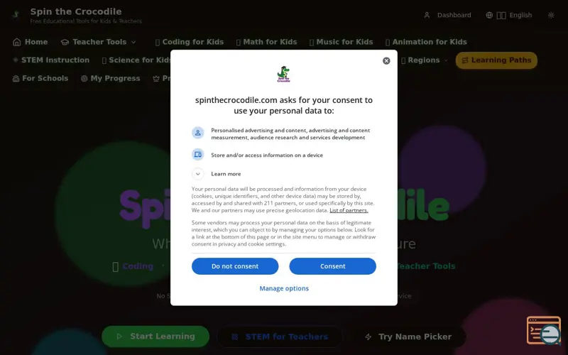 Screenshot of Spin the Crocodile
