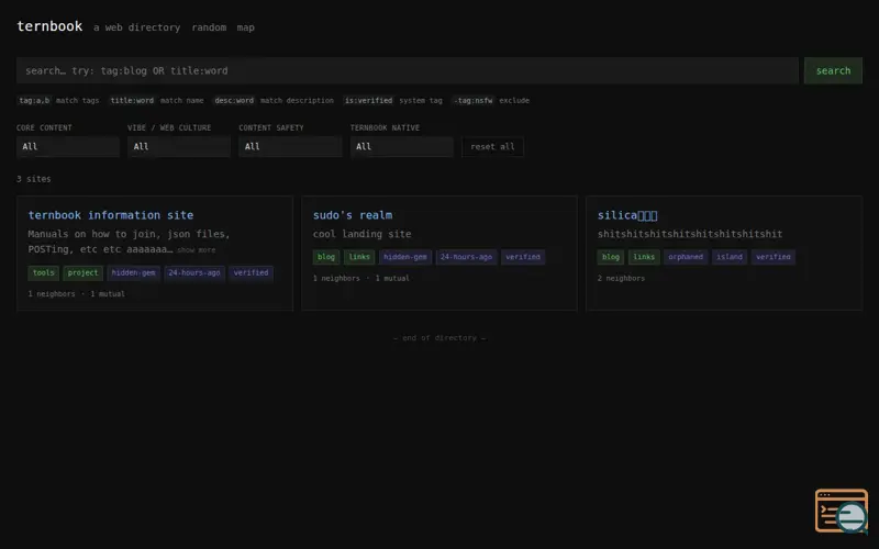 Screenshot of ternbook