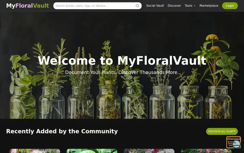Screenshot of MyFloralVault
