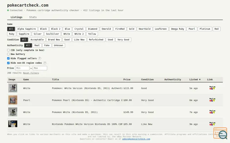 Screenshot of Pokecartcheck