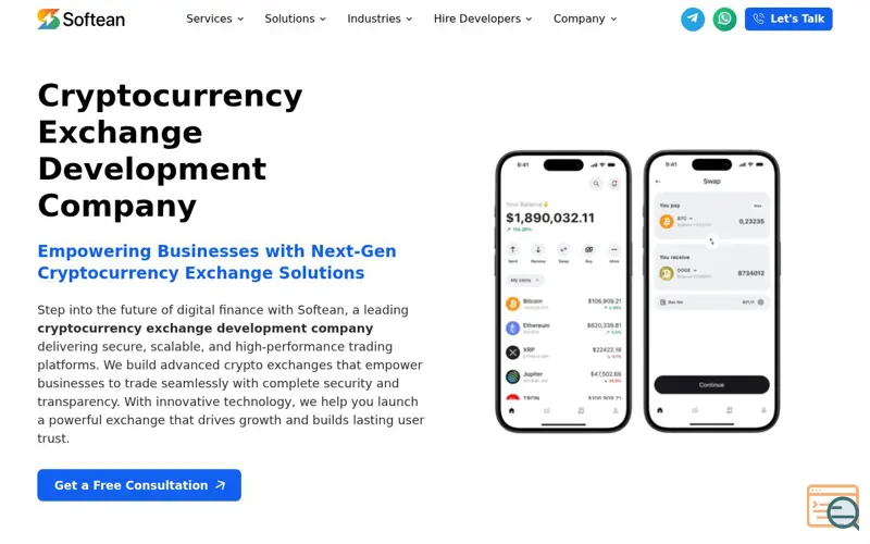 Screenshot of Cryptocurrency Exchange Development