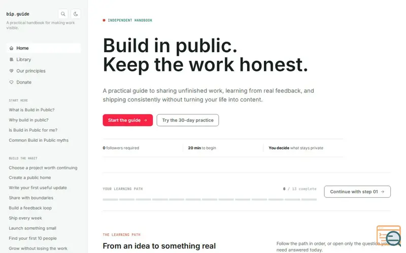 Screenshot of bip.guide