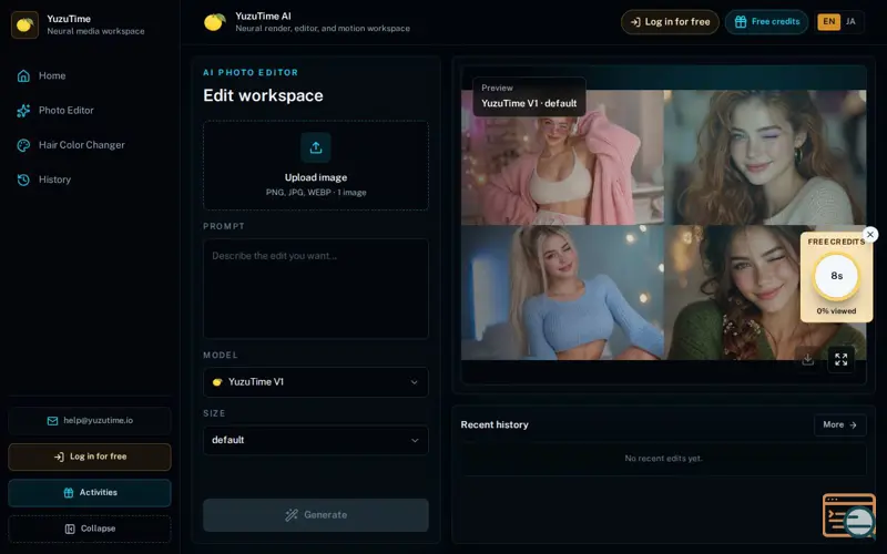 Screenshot of Free AI Photo Editor  | YuzuTime AI