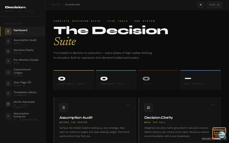 Screenshot of The Decision Suite