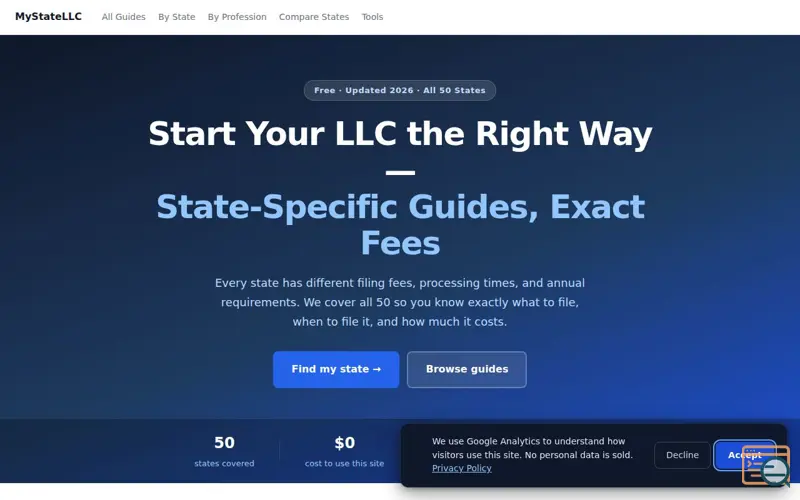 Screenshot of MyStateLLC