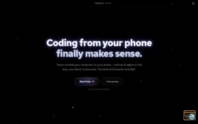 Screenshot of Tenux, a launch using Vercel Live