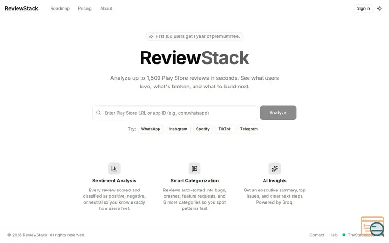 Screenshot of Review Stack