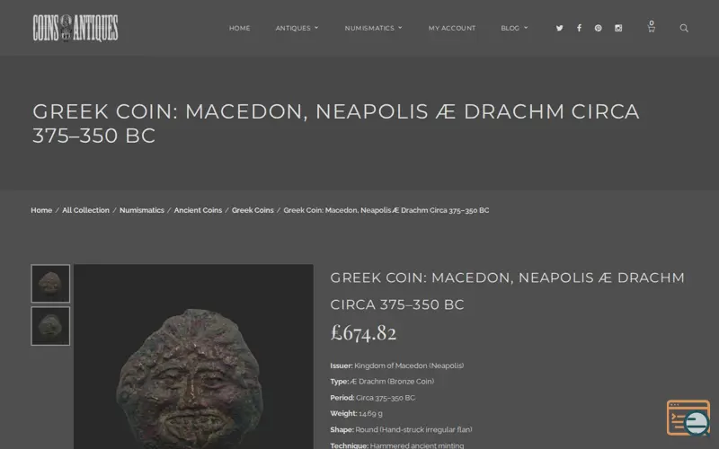 Screenshot of Coins & Antiques -