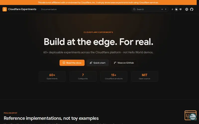 Screenshot of Cloudflare Experiments